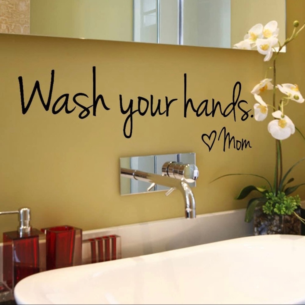 New Vinyl Wall Sticker Wash Your Hands. Love, Mom